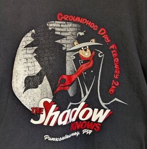 Vintage Groundhog Day Punxsutawney Phil T-shirt Mens Medium USA Black Retro